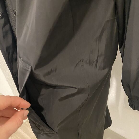 Eileen Fisher Black Recycled Polyester Hooded Coat Medium Preowned - Picture 8 of 12